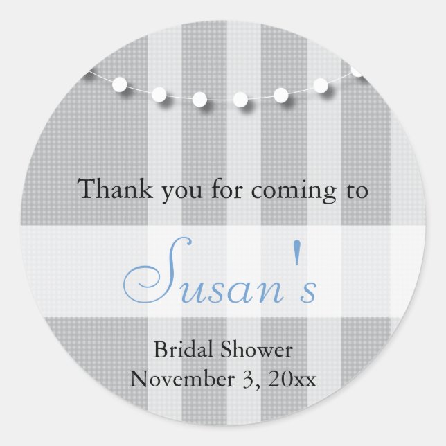 Bridal Shower Favour Sticker - Grey and Blue (Front)