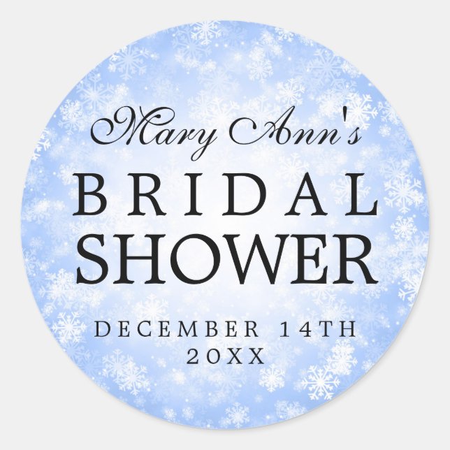 Bridal Shower Favour Tag Blue Winter Wonderland (Front)