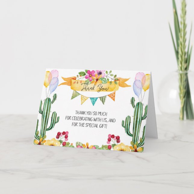 Bridal Shower Fiesta Thank You Card (Front)