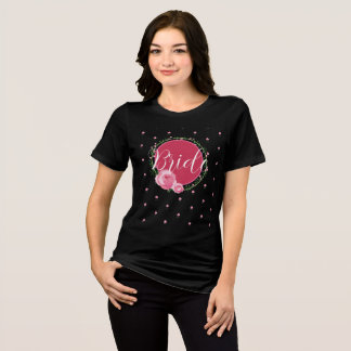 Bridal shower Floral Black Tshirts for Bride