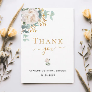 Bridal Shower floral eucalyptus greenery elegant Thank You Card