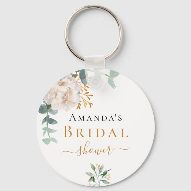 Bridal Shower floral eucalyptus greenery favour Keychain (Front)
