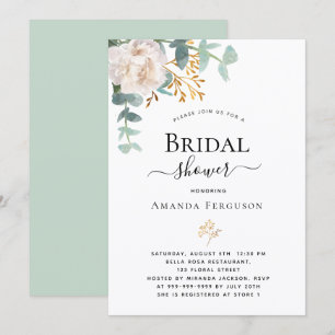 Bridal Shower floral eucalyptus greenery modern Invitation