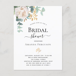 Bridal Shower floral eucalyptus greenery modern Postcard