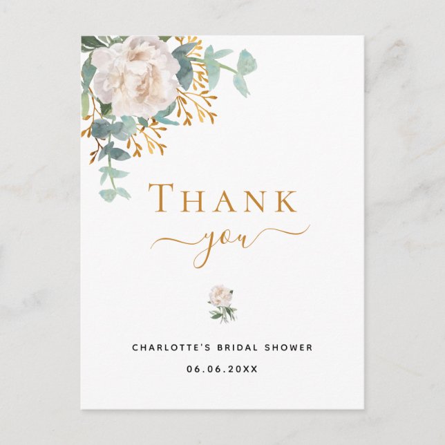 Bridal Shower floral eucalyptus greenery thank you Postcard (Front)