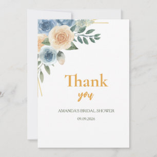 Bridal Shower floral eucalyptus rose gold pink  Thank You Card