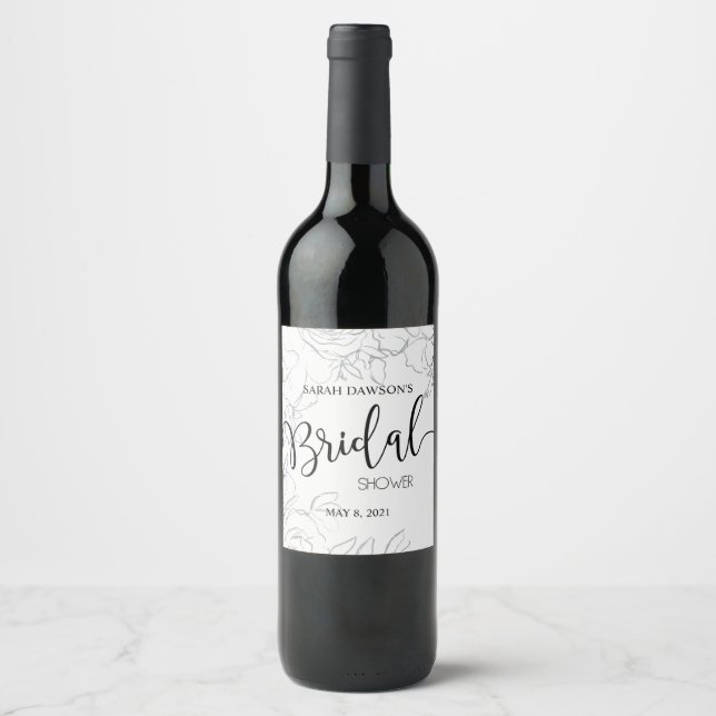 Bridal shower, floral, favours, wine label (Front)
