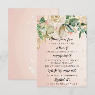 Bridal Shower Floral Min Light Pink Invitation
