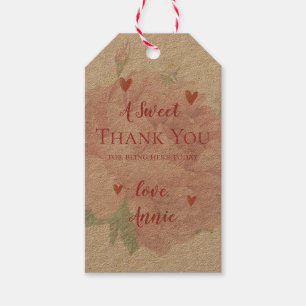 Bridal Shower Floral Pretty Blush Pink Thank You Gift Tags