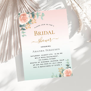 Bridal Shower floral rose gold greenery Invitation