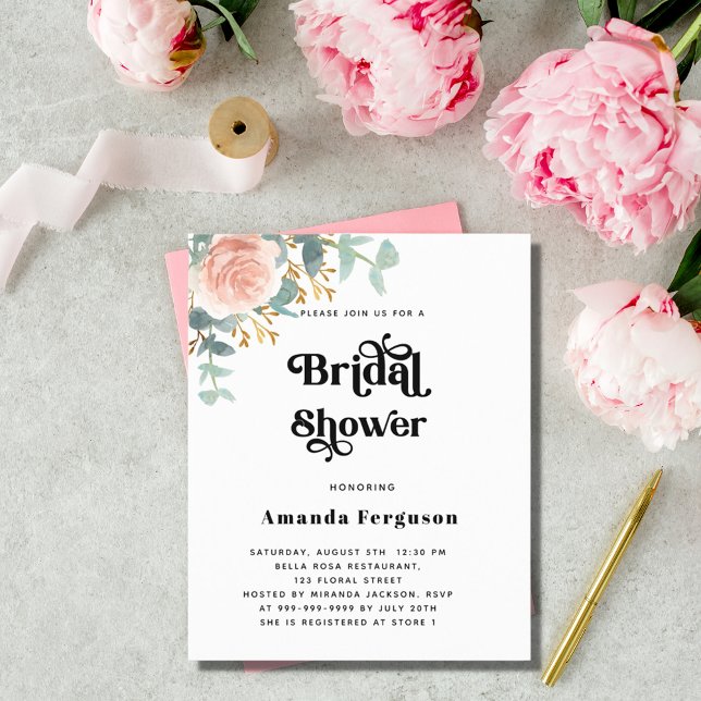 Bridal Shower floral rose gold invitation (Creator Uploaded)