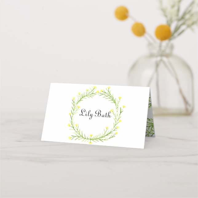 Bridal Shower Floral Wreath Place Cards (Front)
