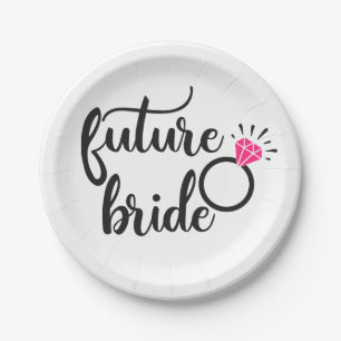 Bridal Shower Future Bride Ring Bachelorette Party Paper Plate