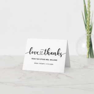 Bridal Shower Future Mrs Chic Stylish Trendy Heart Thank You Card