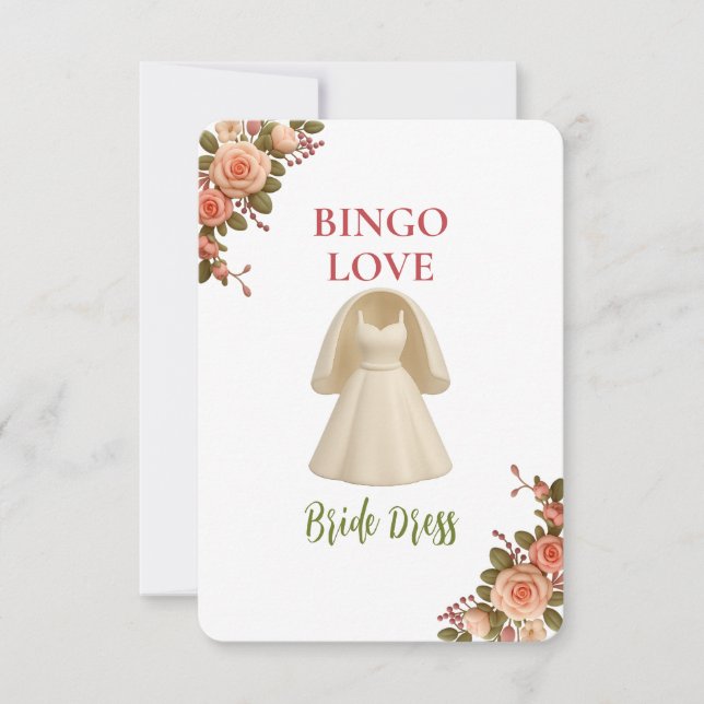 Bridal Shower Game Bingo Card – Bride Dress (Front)