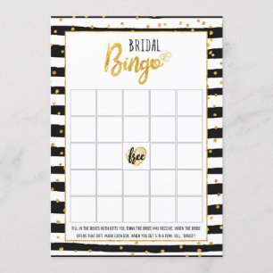 Bridal Shower Game Bingo   Gold Confetti Invitation