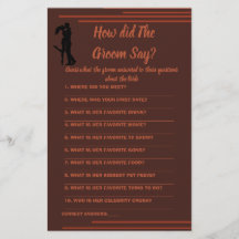  Bridal Shower Game Card What did the Groom Say Fl