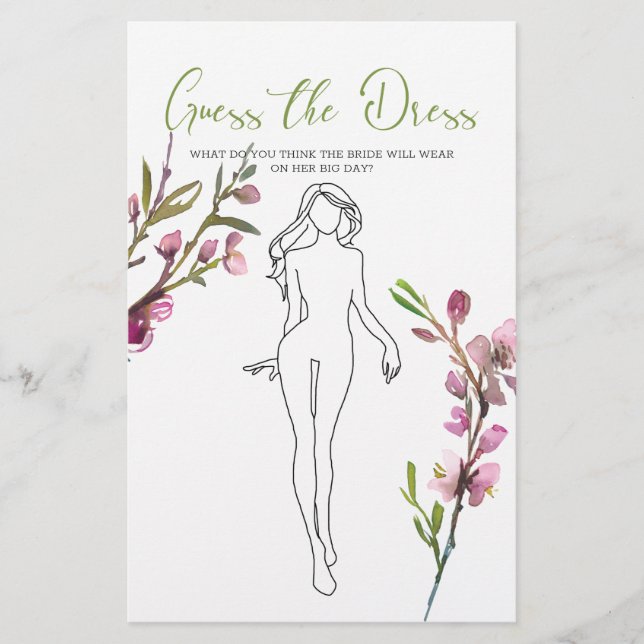 Bridal Shower Game Cherry Blossom Guess the Dress Flyer (Front)