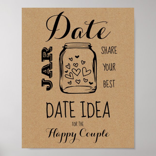 Bridal Shower Game Date Idea Sign (Front)