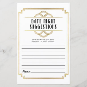 Bridal Shower Game Date Night Suggestions Art Deco
