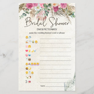 Bridal Shower Game Emoji Pictionary Pastel Boho 