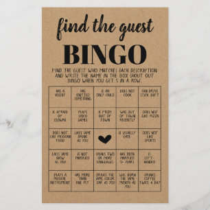 Bridal Shower Game Find the Guest Bingo Card