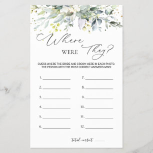 Bridal Shower Game Greenery Where Were They Flyer