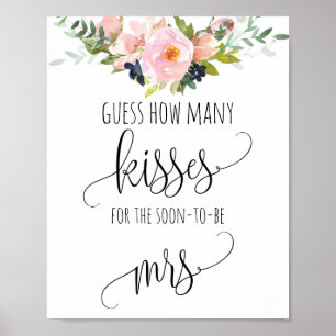 Bridal Shower Game Guess How Many Kisses Poster