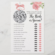 Bridal Shower Game He Said She Said Disco Ball