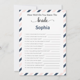 Bridal Shower Game How Well Do You Know The Bride Invitation
