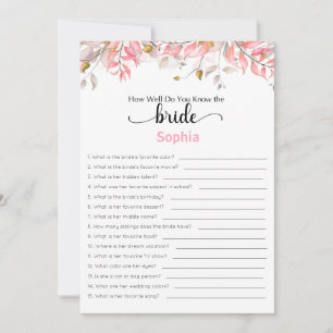 Bridal Shower Game How Well Do You Know The Bride Invitation