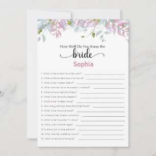 Bridal Shower Game How Well Do You Know The Bride Invitation