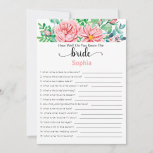 Bridal Shower Game How Well Do You Know The Bride Invitation