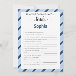 Bridal Shower Game How Well Do You Know The Bride Invitation