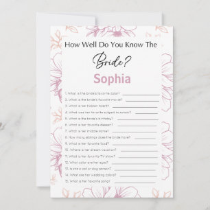 Bridal Shower Game How Well Do You Know The Bride Invitation