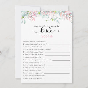 Bridal Shower Game How Well Do You Know The Bride Invitation