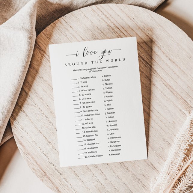 Bridal Shower Game I Love You Around the World Invitation (Creator Uploaded)