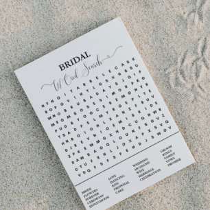 Bridal shower game modern word search game announcement