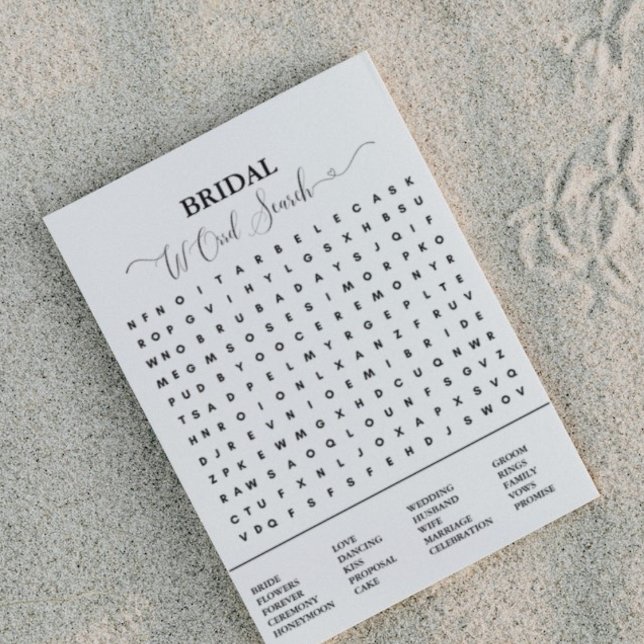 Bridal shower game modern word search game announcement (Creator Uploaded)