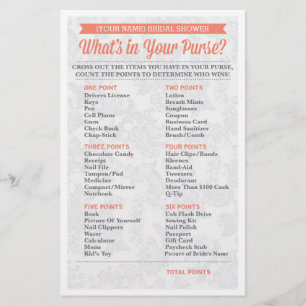 Bridal Shower Game / Personalized / Purse Raid