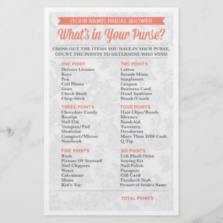 Bridal Shower Game / Personalized / Purse Raid