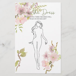 Bridal Shower Game Pink Blush Guess the Dress Card