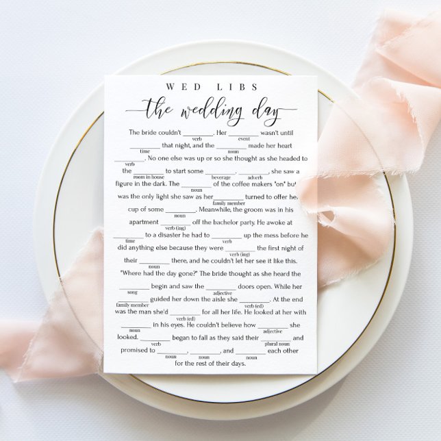 Bridal shower game "The Wedding Day" wed libs card (Creator Uploaded)