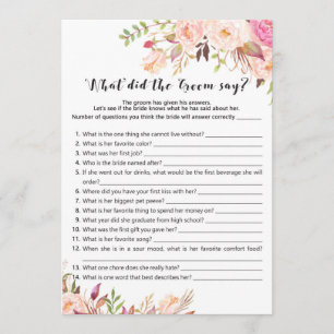 Bridal Shower Game - What did the Groom Say Invitation