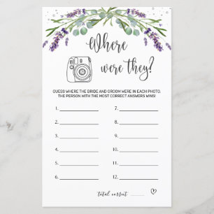 Bridal Shower Game Where Were They Flyer