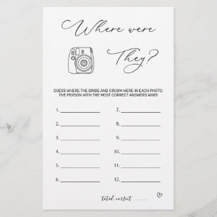 Bridal Shower Game Where Were They  Stationery