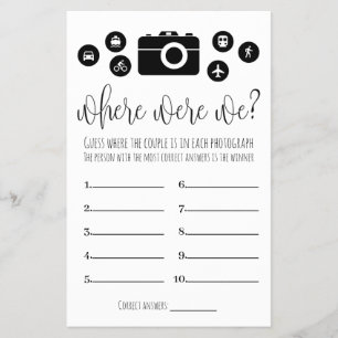 Bridal Shower Game Where Were We Card