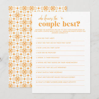 Bridal Shower Game - Who Knows the Couple Best Program