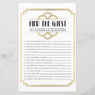 Bridal Shower Games Find The Guest Game Art Deco