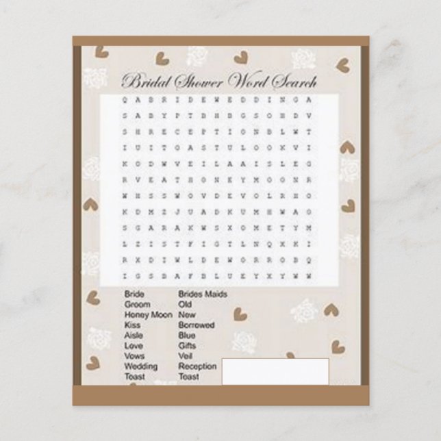 BRIDAL SHOWER GAMES FLYER (Front)